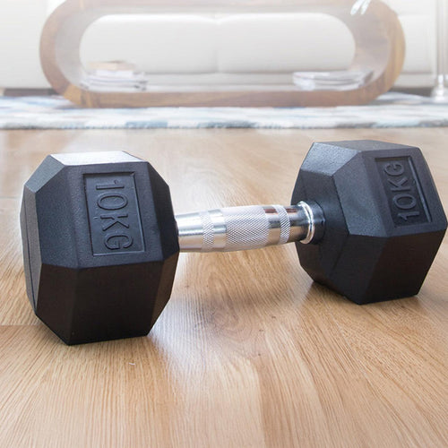 10kg Commercial Rubber Hex Dumbbell Gym Weight