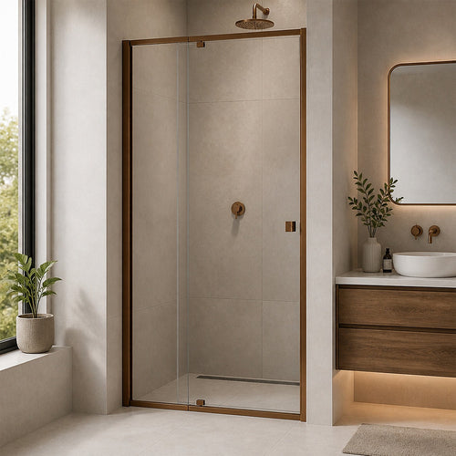 Semi-Frameless Shower Screen – Dust Brown, Front: (82~90)x195cm, No Side Return