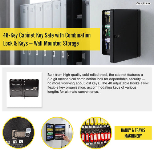 48-Key Cabinet Safe with Combination Lock – Wall Mounted Key Storage Box