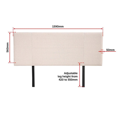 Queen Beige Linen Fabric Bed Headboard Bedhead