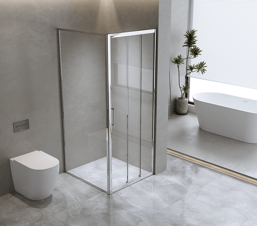 40mm Adjustable Contemporary Chrome Corner Sliding Shower Screen - 90x92cm