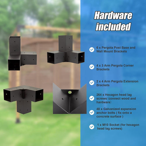 Roof Pergola Gazebo Shed Matte Black Steel Double Brackets DIY Kits