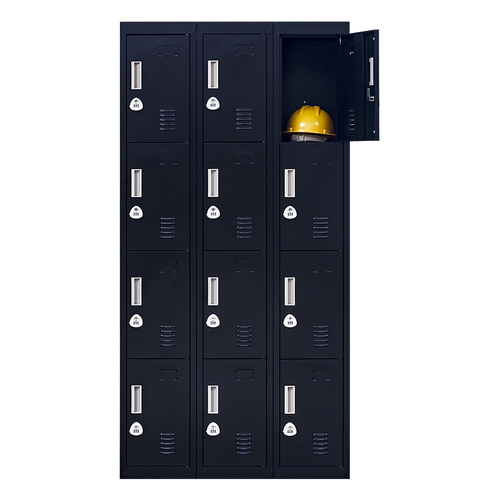 12-Door Locker – Black with 3-Digit Combination Lock | Secure Storage for Office, Gym or School Use