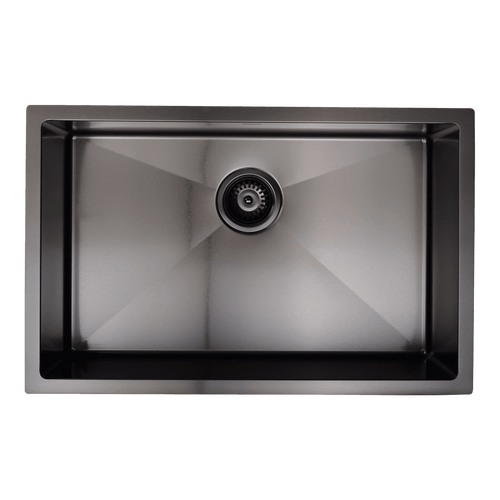 700x450mm Stainless Steel Handmade 1.5mm Sink with Waste in Black with sand finish Finish