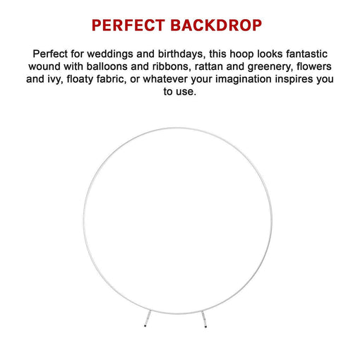 2M Wedding Hoop Round Circle Arch Backdrop Flower Display Stand Frame Background White