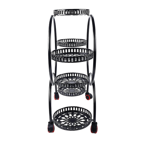 6 Pot Plant Stand with Wheels 4 Tier Plant Shelf