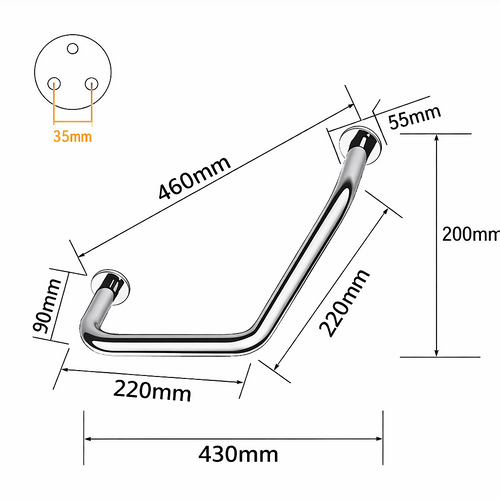 Stainless Steel Safety Grab Bar for Toilet, Bathroom & Bathtub Support