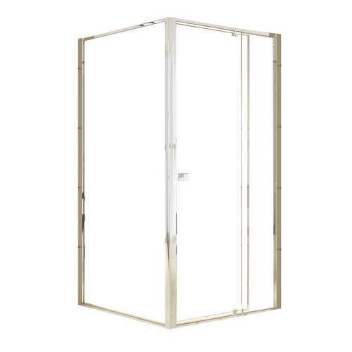 Adjustable Semi Frameless Shower Screen Front: (98~106)x195cm with Gold Hardware and Side: (98~101)x195cm