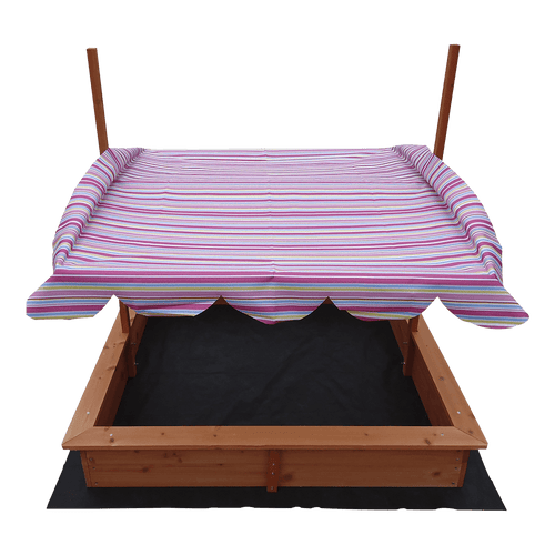 Kids Wooden Toy Sandpit with Adjustable Canopy