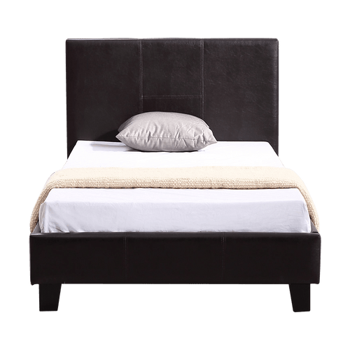 Single Bed Frame Brown PU Leather