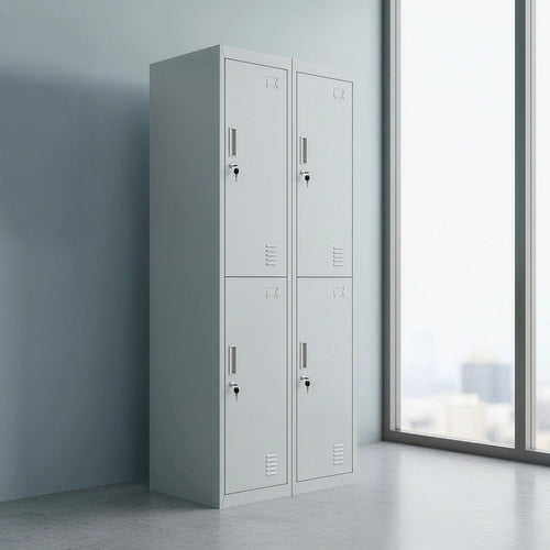 2x2 Door Grey Metal Locker – Secure Storage with Standard Lock with 2 Keys