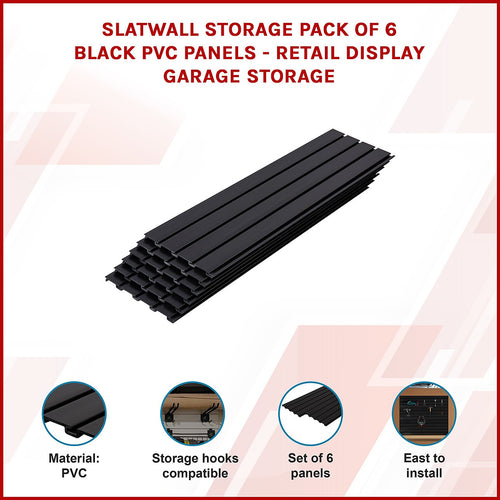 Slatwall Storage Pack for Retail Display Garage Storage - Black PVC Panels