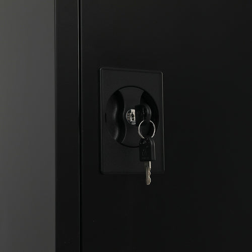 Single Door Metal Locker Cabinet - Black with Legs