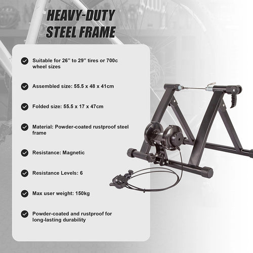 Indoor Bicycle Trainer – Magnetic Stationary Bike Stand for Smooth, Quiet Home Fitness Workouts