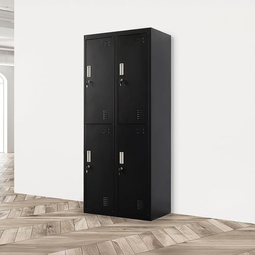 2x2 Door Black Metal Locker – Secure Storage with Standard Lock with 2 Keys