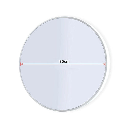 80cm Round Wall Mirror Bathroom Makeup Mirror by Della Francesca - White