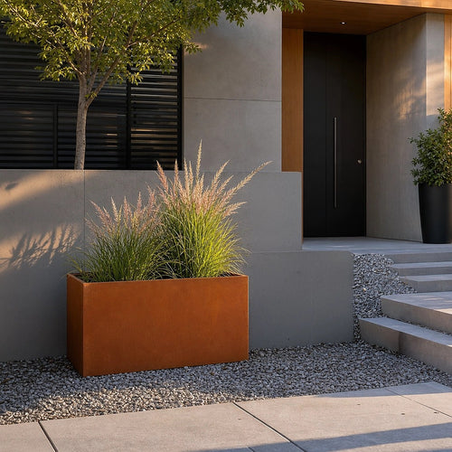 Corten Steel Planter Box 62x40x39cm Outdoor Garden Raised Bed with Rust Finish