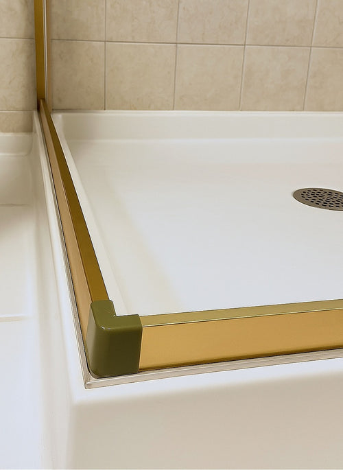 Adjustable 900x900mm Sliding Door Glass Shower Screen in Gold with Shower Handle Style 2 - Gold