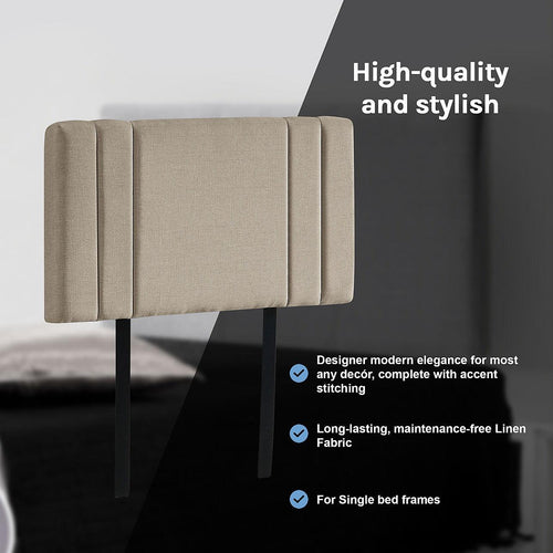 Beige Linen Fabric Single Deluxe Headboard Bedhead