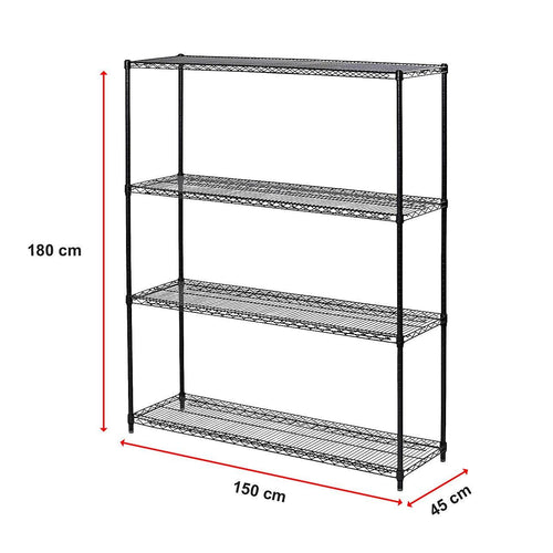 Modular Wire Storage Shelf 1500 x 450 x 1800mm Steel Shelving - Baking Black Technology