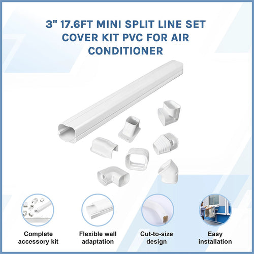3" 17.6Ft Mini Split Line Set Cover Kit PVC for Air Conditioner Installation