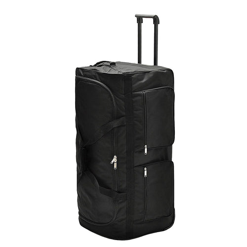 Large Black Wheeled Travel Duffle Bag – Rolling Luggage Trolley