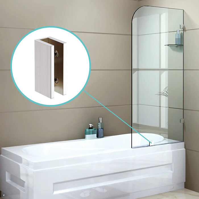 70cm Frameless Glass Bath Screen with Brackets - Nickel