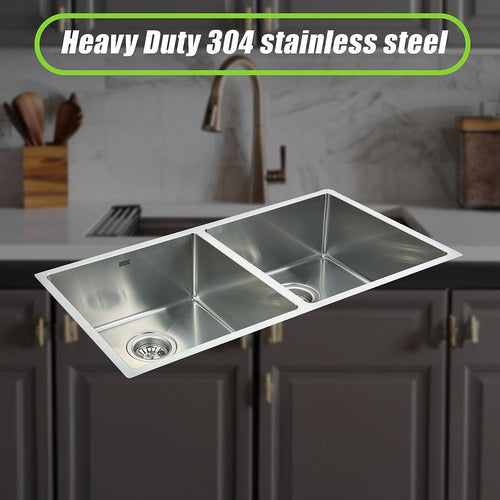 1.2mm Handmade Double Stainless Steel Sink with Waste - 865x440mm