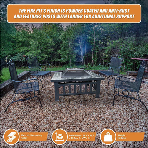 18" Square Metal Fire Pit Outdoor Heater