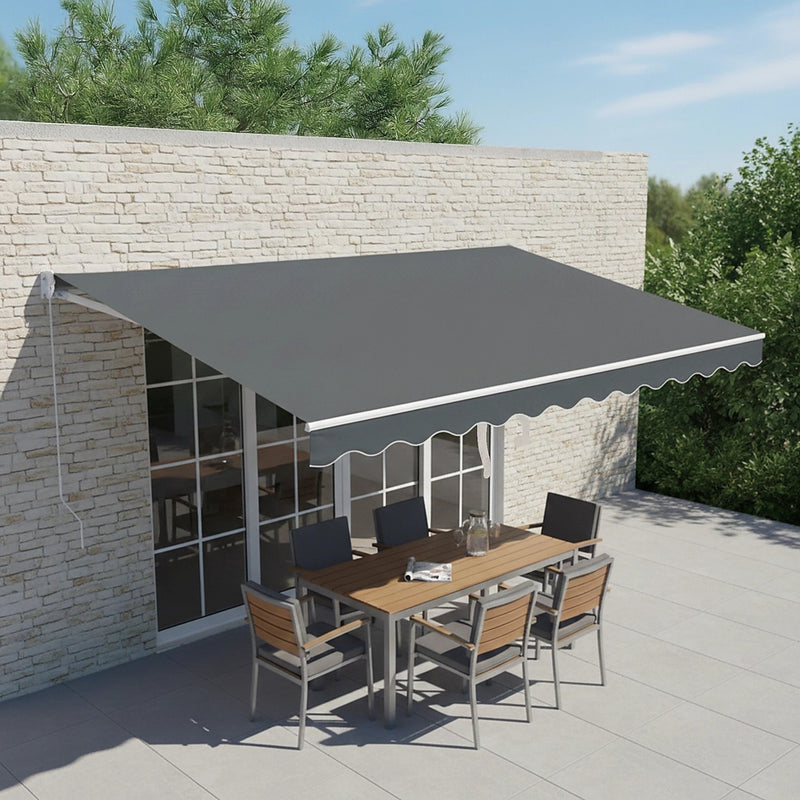 Outdoor Awning Grey - 5x2.5m Retractable Sunshade | FactoryFast.com.au