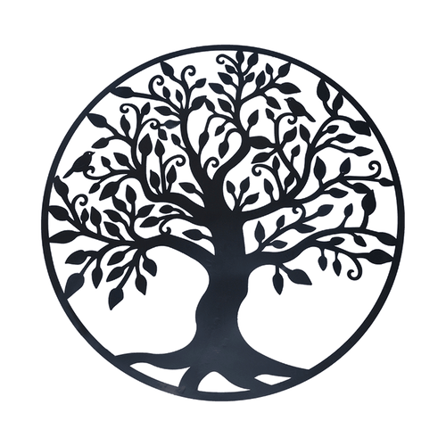 60cm Black Tree of Life Wall Art Hanging Metal Iron Sculpture Garden