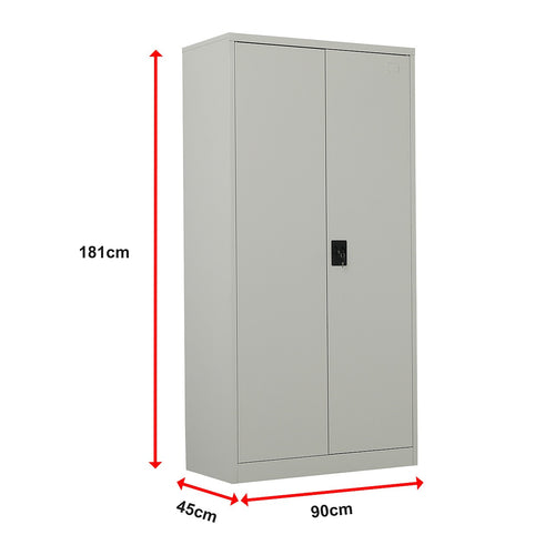 Double-Door Metal Cabinet with 4 Shelves – Office, Garage, or Home Storage in Grey without Legs