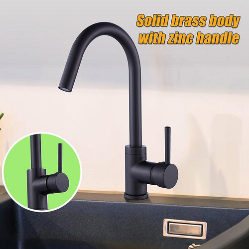 Kitchen Mixer Tap Faucet for Basin Laundry Sink in Black