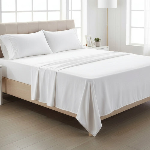 Double Bed Sheet Set – 1800 Series Microfiber, Deep Pocket, Soft & Breathable, White