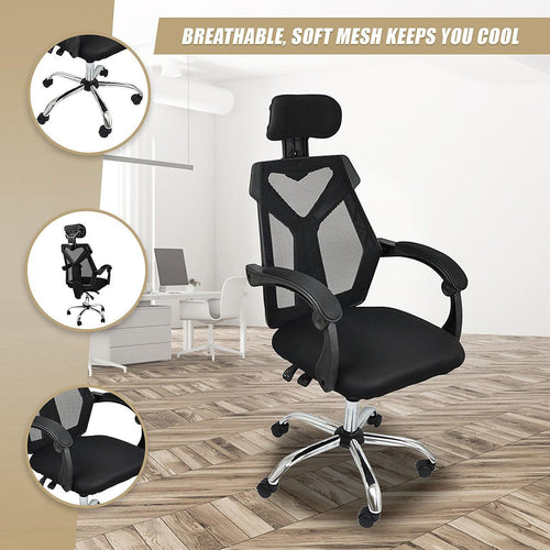 Office Chair Gaming Computer Chairs Mesh Back Foam Seat - Black