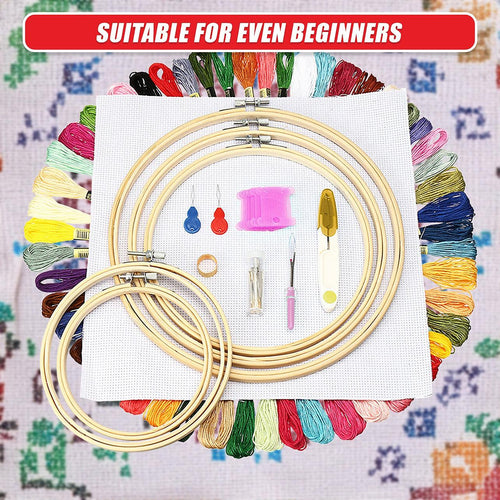 Embroidery Starter Kit Cross Stitch Kit DIY Hand Craft Stitch 50 Color Kit