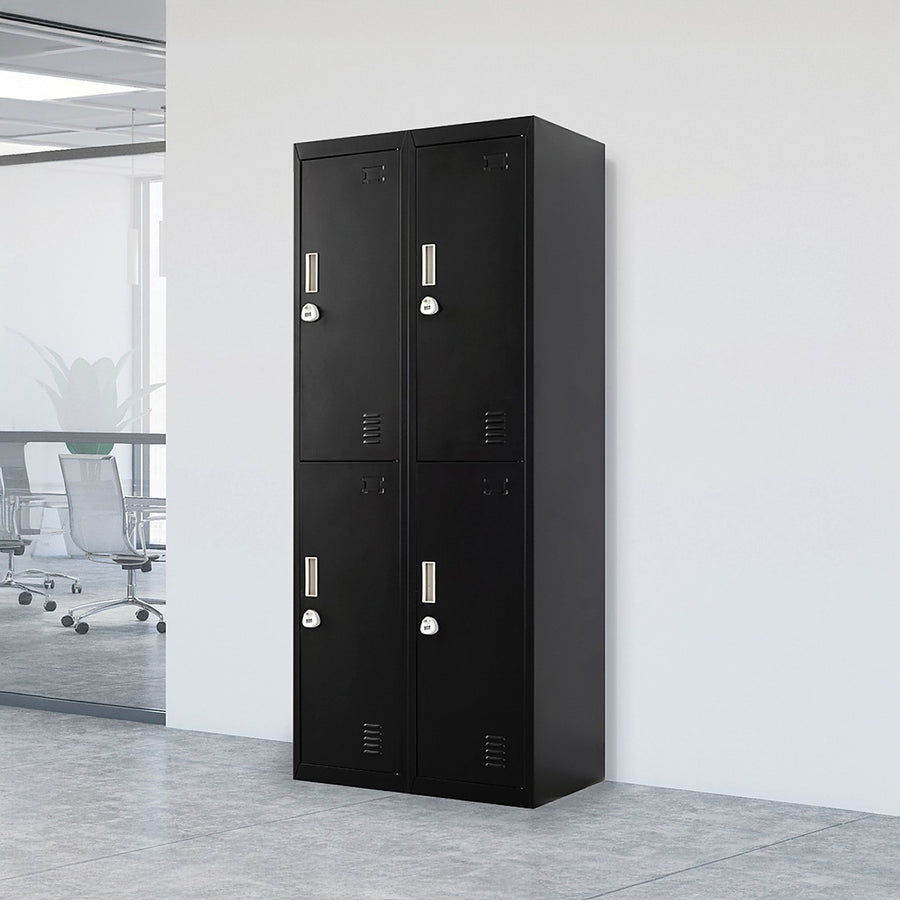 2x2 Door Black Metal Locker – Secure Storage with 4-Digit Combination Lock