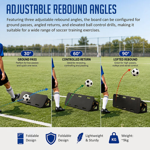 100cm Foldable Soccer Bounce Board Kickback Trainer with Adjustable Rebound Angles