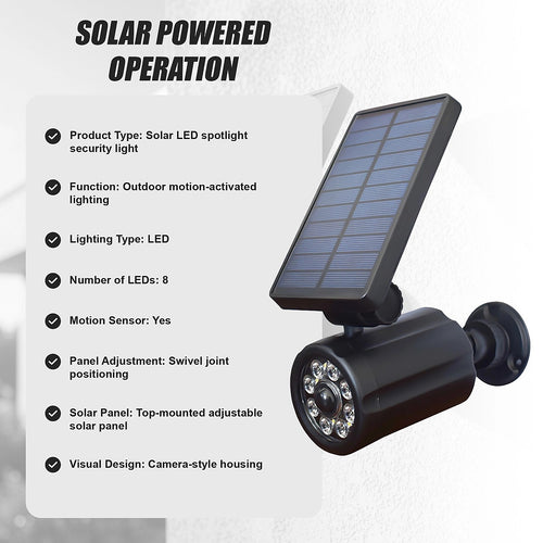 Solar Security Light with Motion Sensor & Camera-Style Design