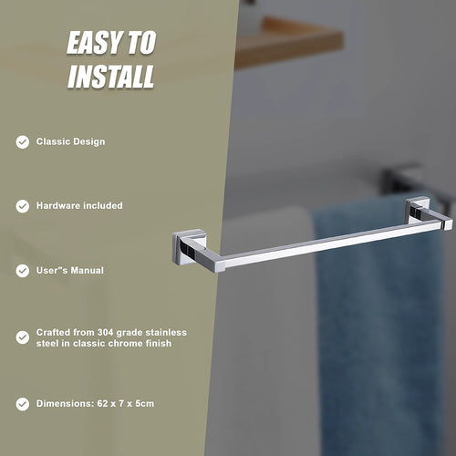 Classic Chrome Towel Bar Rail Bathroom