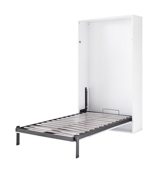King-single Wall Bed in White Gloss – Space Saving Murphy Bed Kit with Silver Door Handle