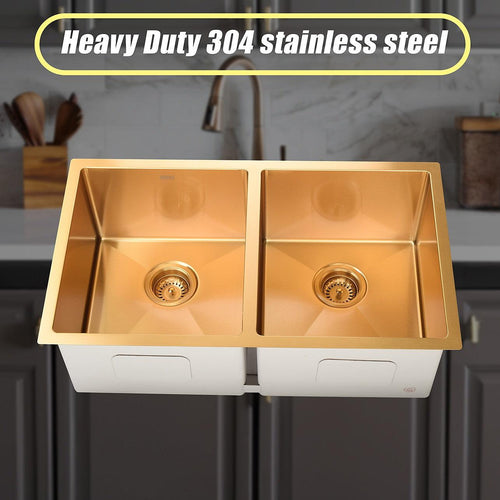 775x450mm Stainless Steel Handmade 1.5mm Sink with Waste in Gold with sand-finish Finish