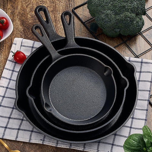 Chef Cast Iron Frying Pan Set – 3-Piece Skillet, Grill & Oven-Safe Cookware for Versatile Home Cooking