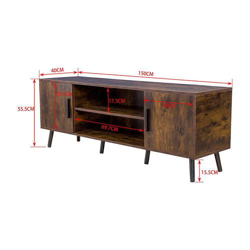 Modern TV Cabinet Entertainment Unit Stand Storage in Dark Walnut
