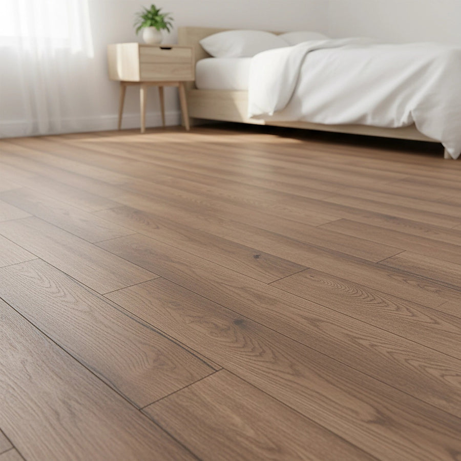 Vinyl Floor Tiles Wood Grain Elm Look  – 16 Pack Peel & Stick Flooring