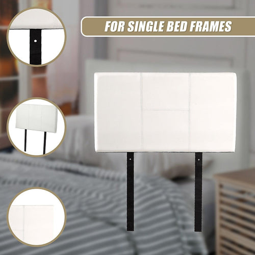 Single White PU Leather Bed Headboard Bedhead