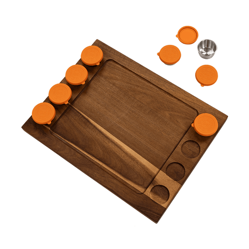 Serving Tray Double Sided Charcuterie Board  8 Sauce Cups Gift  