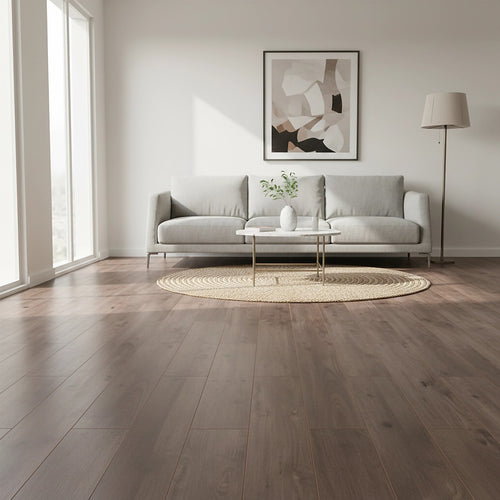 Vinyl Floor Tiles Wood Grain Black Walnut Look  – 16 Pack Peel & Stick Flooring