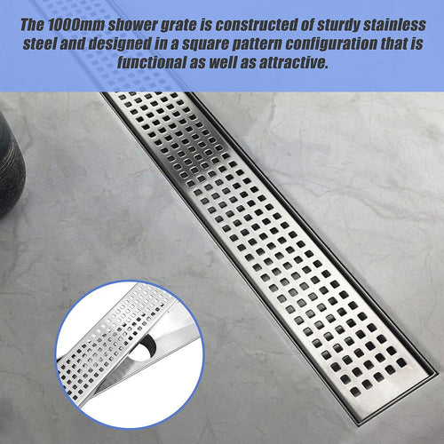 100cm Bathroom Shower Stainless Steel Grate Drain w/ Centre outlet Floor Waste