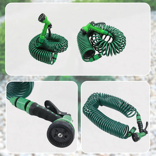 30M Garden Hose Heavy-Duty Coiled Spiral Car Washing Cleaning Water Hose Garden
